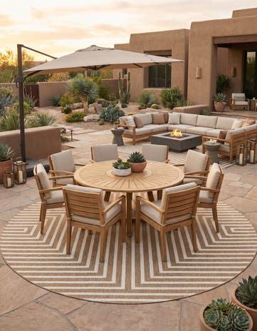 12' x 12' Easy-Clean Modern Indoor / Outdoor Round Rug