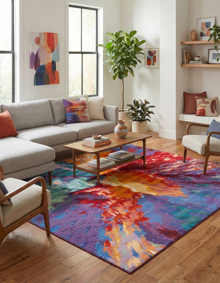 Detail image of 10' x 10'  Washable Modern Indoor / Outdoor Square Rug