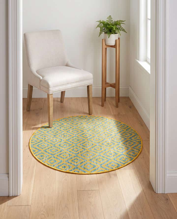 3' x 3' Easy-Clean Jill Zarin Costa Rica Indoor / Outdoor Round Rug
