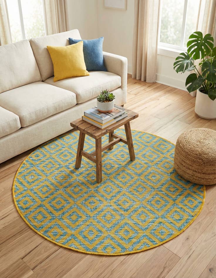 Detail image of 3' x 3'  Washable Jill Zarin Costa Rica Indoor / Outdoor Round Rug