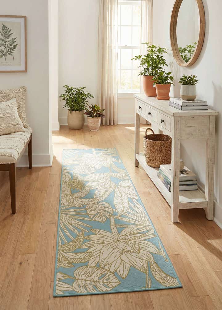 2' x 6' Easy-Clean Botanical Indoor / Outdoor Runner Rug