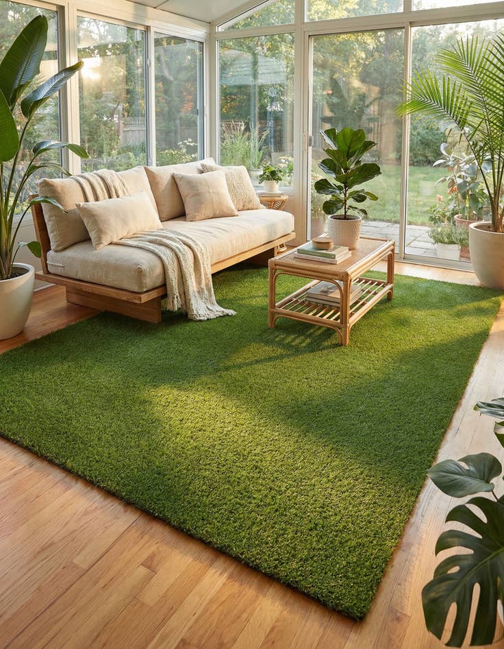 Detail image of  10' x 13'  Washable Grass Indoor / Outdoor Rug