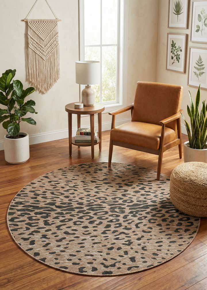 6' x 6' Easy-Clean Safari Indoor / Outdoor Round Rug