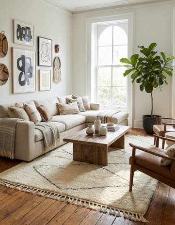 6' 8 x 10' 2 Hand Knotted Moroccan Wool Rug