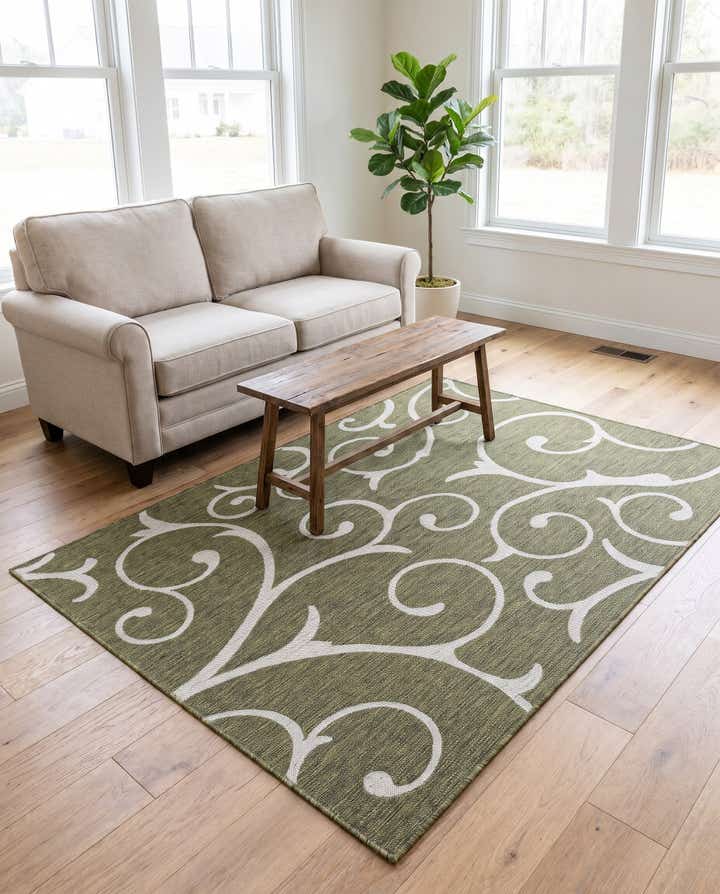 155cm x 215cm Facile à nettoyer Botanical Tapis Intérieur / Extérieur