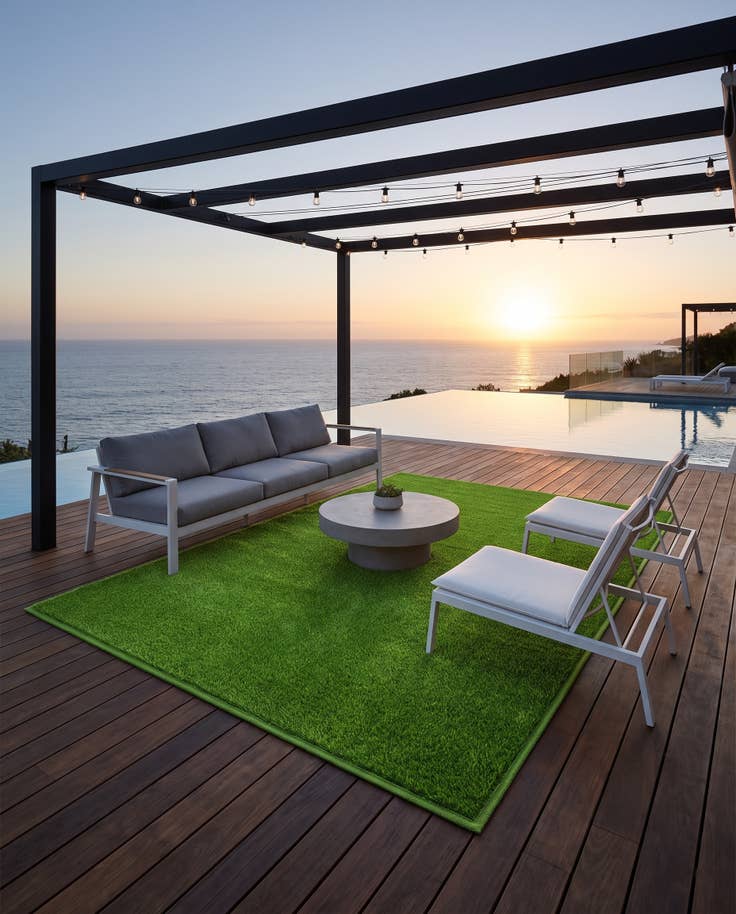 Detail image of 7' 10 x 10' Easy-Clean Grass Indoor / Outdoor Rug