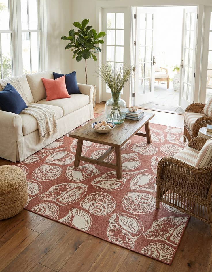 Detail image of  13' x 13'  Washable Coastal Indoor / Outdoor Square Rug