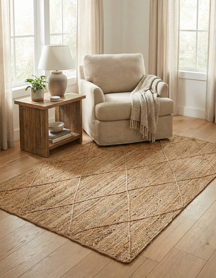 Detail image of  4' 1 x 6' 1  Hand Braided Jute Rug