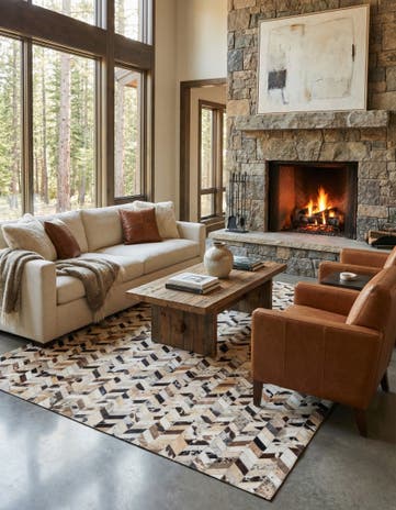 5' 2 x 8' 1 Cowhide Rug