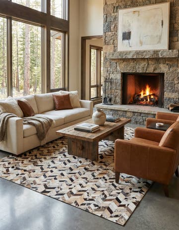 5' 2 x 8' 1 Cowhide Rug