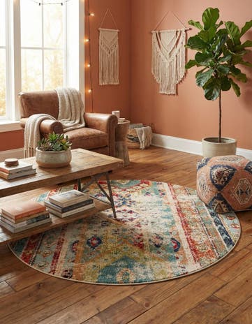 6' x 6' Washable Mesa Round Rug