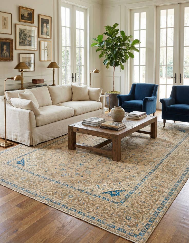 Detail image of 9' 5 x 12' 9  Hand Knotted Ultra Vintage Persian Wool Rug