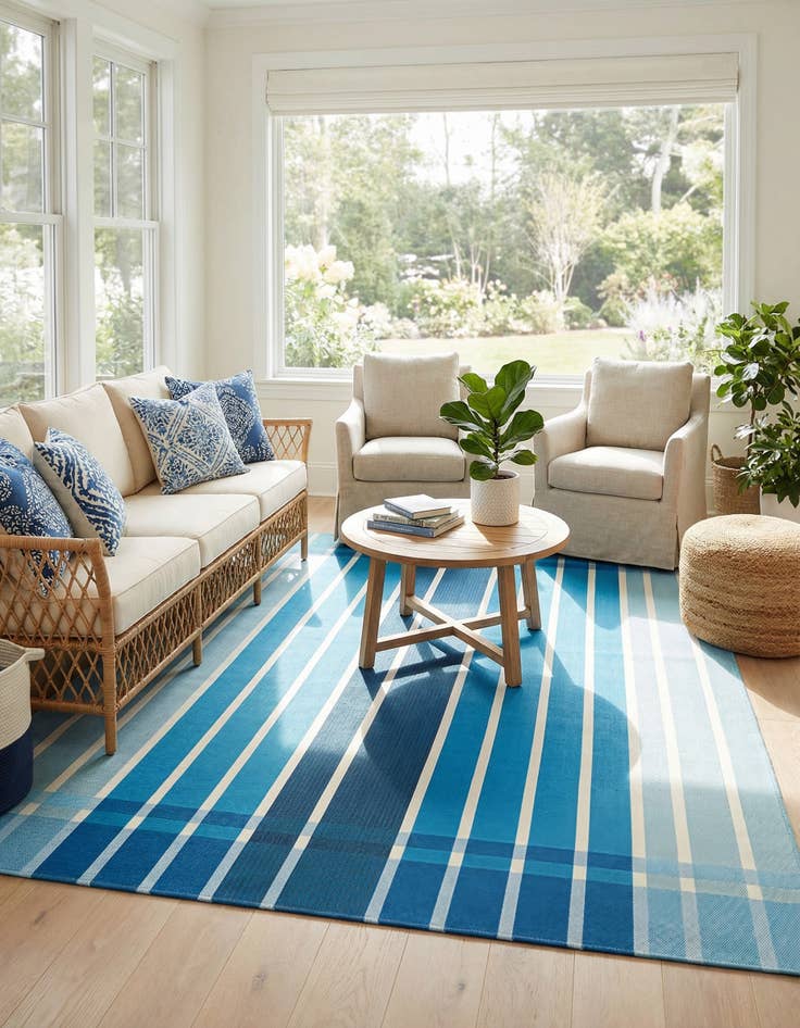 Detail image of 7' 10 x 10'  Washable Striped Indoor / Outdoor Rug