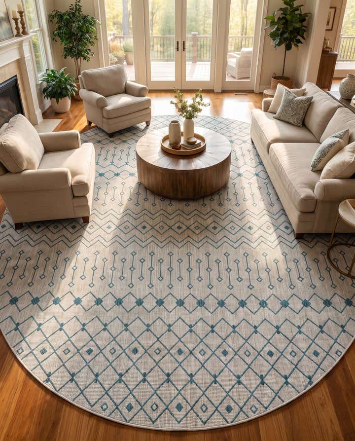 13' x 13' Easy-Clean Lattice Indoor / Outdoor Round Rug