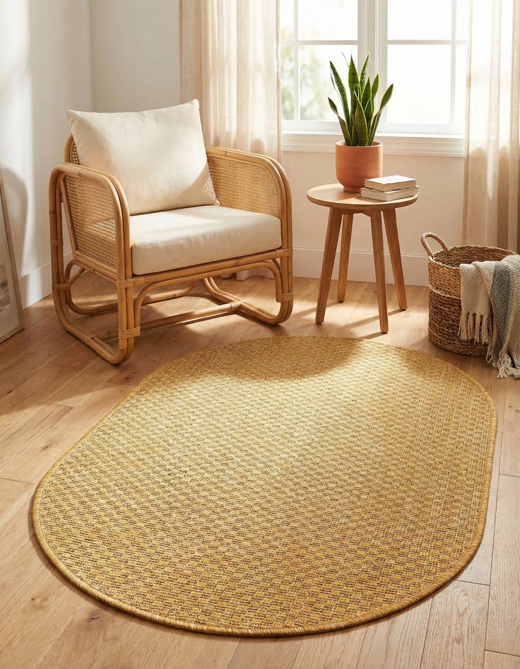 Detail image of 2' x 3'  Washable Solid Indoor / Outdoor Oval Rug