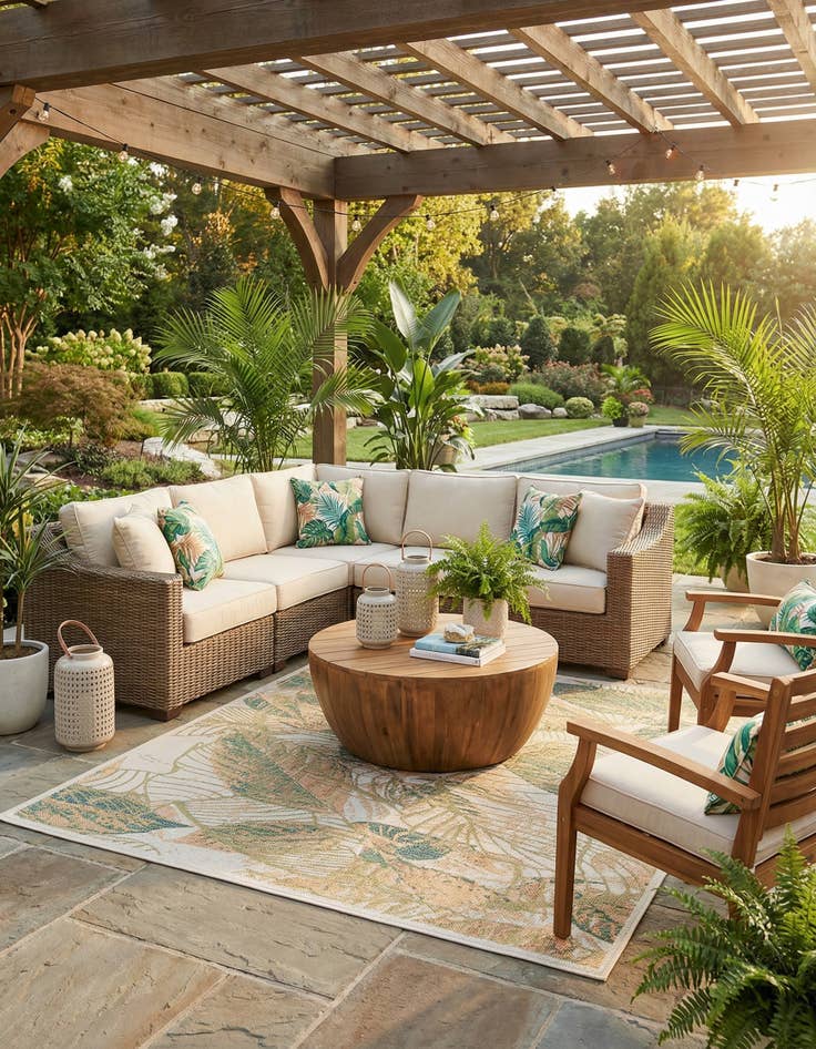 Detail image of 7' 10 x 7' 10  Washable Baja Indoor / Outdoor Square Rug