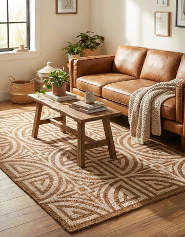 5' 1 x 8' Hand Woven Chenille Jute Rug