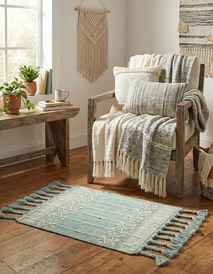 Detail image of 2' x 3' 1  Washable Eco Bohemian Indoor / Outdoor Rug