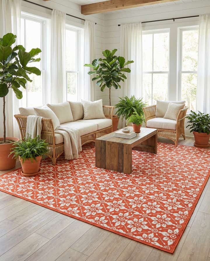 9' x 12' Easy-Clean Lattice Indoor / Outdoor Rug