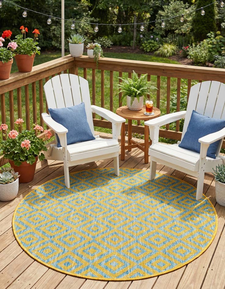 Detail image of 3' x 3'  Washable Jill Zarin Costa Rica Indoor / Outdoor Round Rug