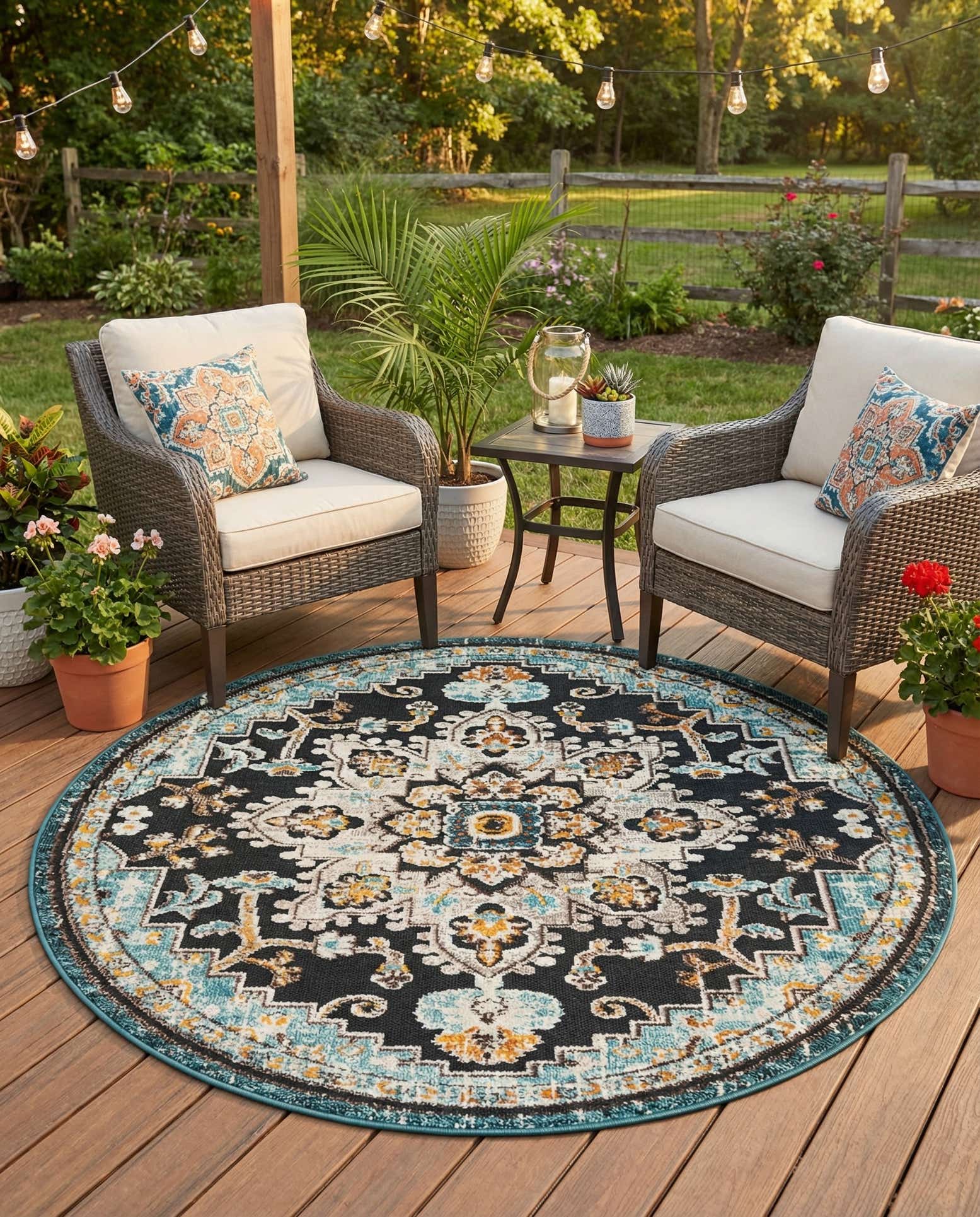 6' x 6' Easy-Clean Casablanca Indoor / Outdoor Round Rug