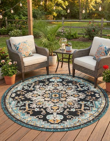 6' x 6' Easy-Clean Casablanca Indoor / Outdoor Round Rug