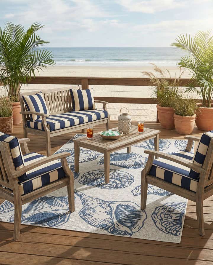 6' x 9' Easy-Clean Coastal Indoor / Outdoor Rug