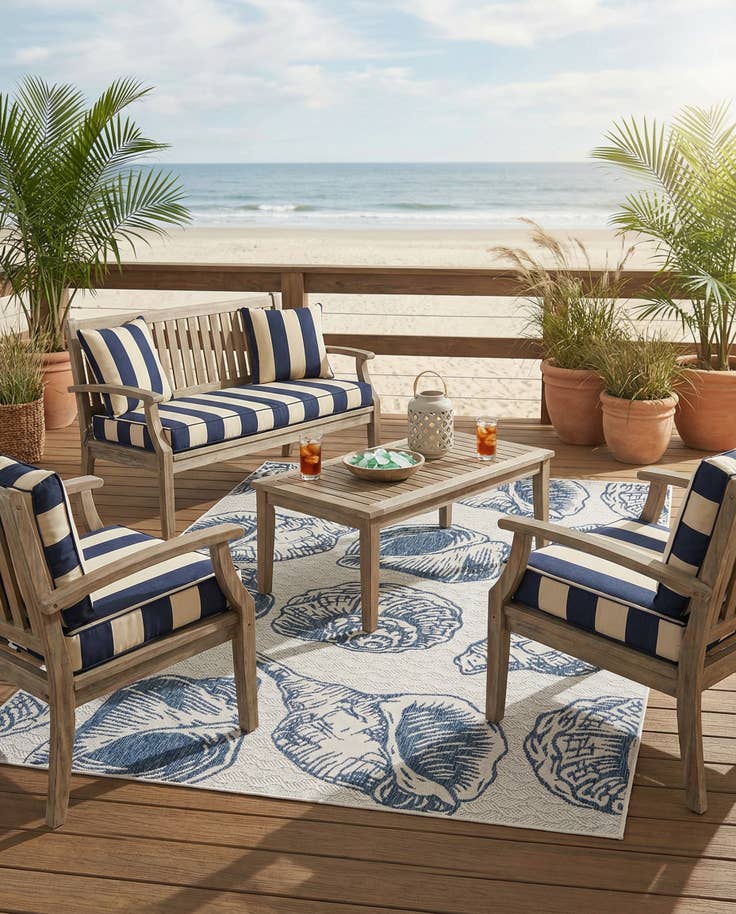 Detail image of 6' x 9' Easy-Clean Coastal Indoor / Outdoor Rug