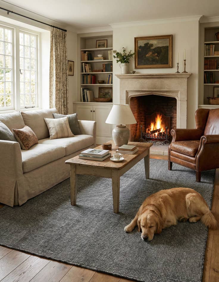 Detail image of  5' 1 x 7' 1  Hand Woven Jill Zarin English Manor Wool Rug