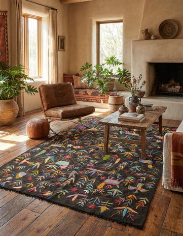 4' 7 x 6' 4 Hand Woven Kilim Suzani Wool Rug