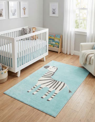 3' 11 x 5' 11 Zebra Whimsy Kids Rug