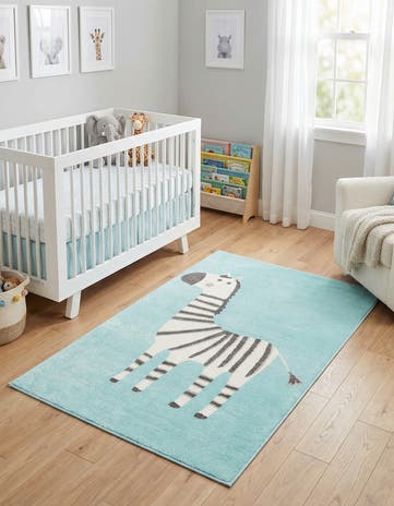 3' 11 x 5' 11 Zebra Whimsy Kids Rug