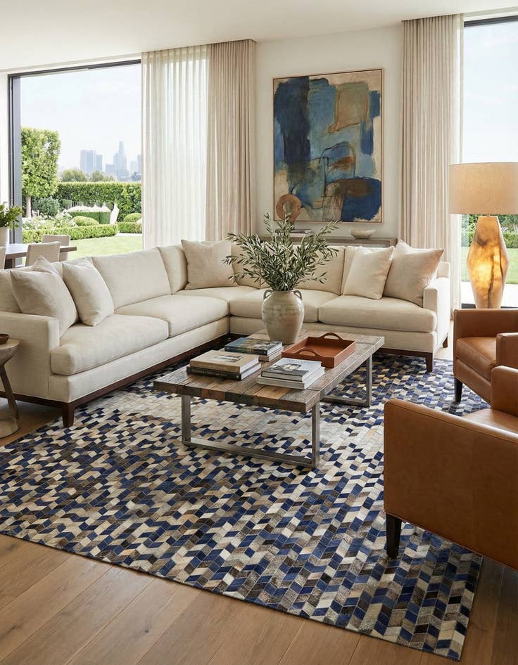 Detail image of 8' 1 x 9' 11 Cowhide Stocks Rug