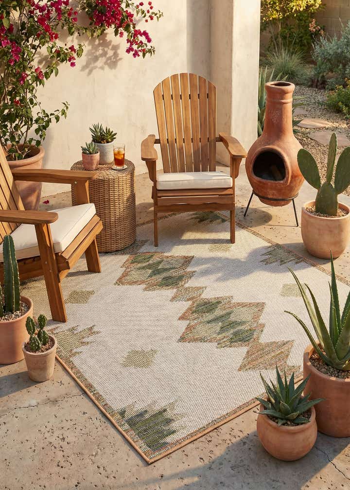5' 3 x 5' 3 Easy-Clean Baja Indoor / Outdoor Square Rug