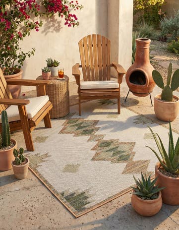 Ivory Easy-Clean Baja Indoor / Outdoor Square Rug