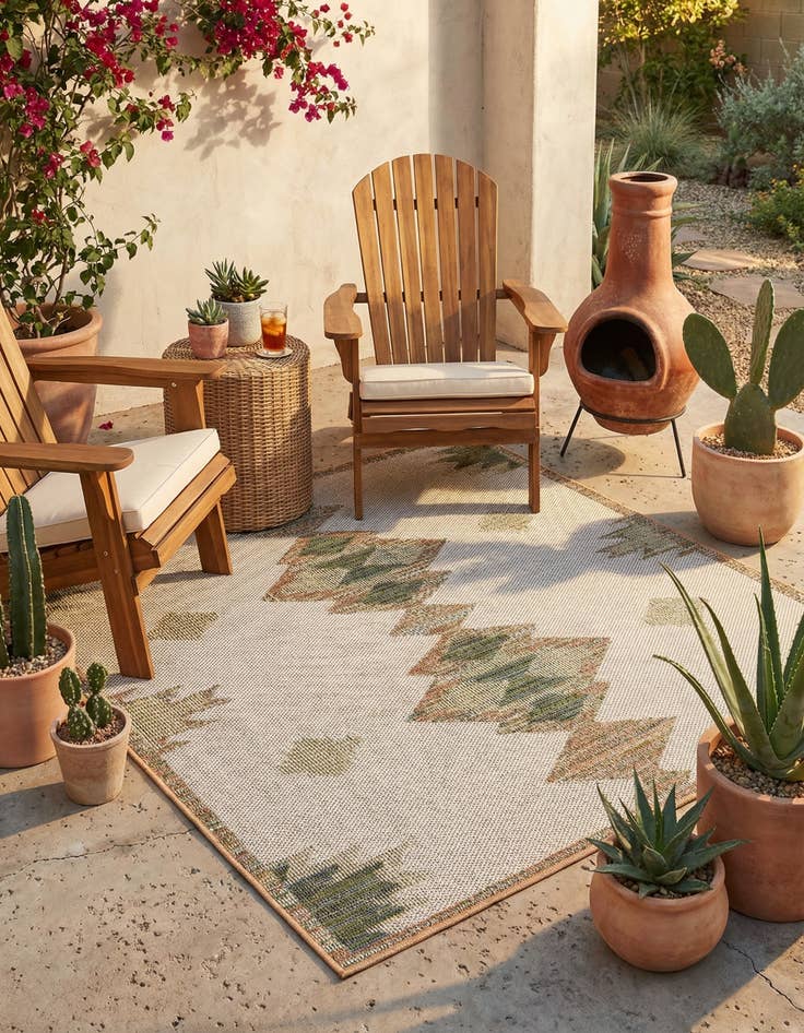 Detail image of 5' 3 x 5' 3  Washable Baja Indoor / Outdoor Square Rug