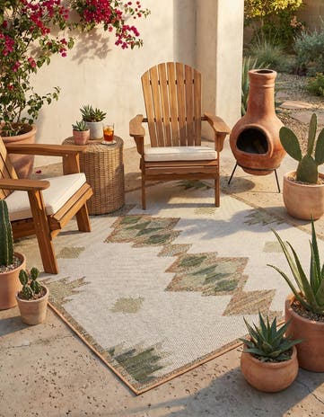 Ivory Easy-Clean Baja Indoor / Outdoor Square Rug