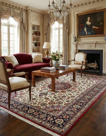 6' 9 x 9' 11 Hand Knotted Qom Persian Rug