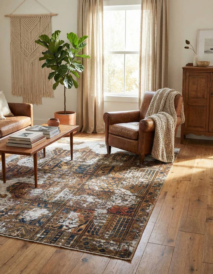 Detail image of 6' 3 x 7' 6  Hand Knotted Ultra Vintage Persian Wool Rug