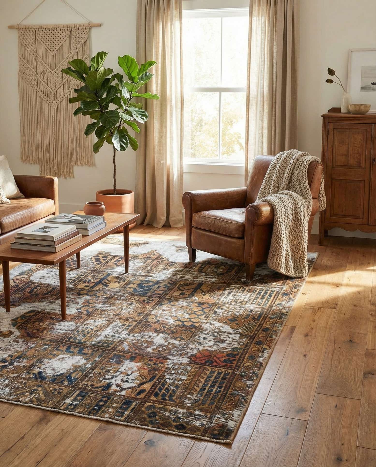 6' 3 x 7' 6 Hand Knotted Ultra Vintage Persian Wool Rug