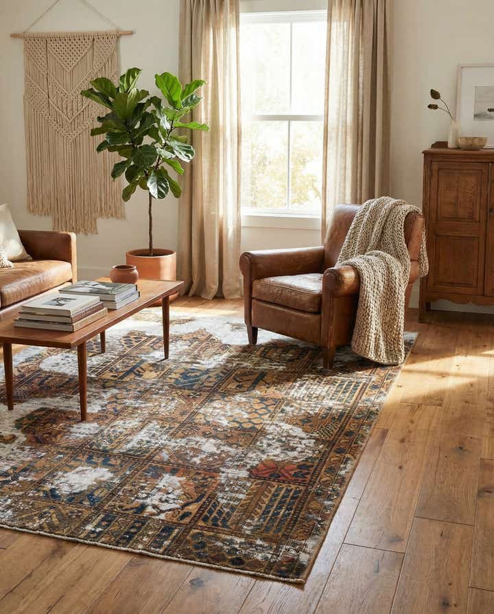 6' 3 x 7' 6 Hand Knotted Ultra Vintage Persian Wool Rug