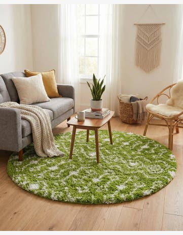 5' 3 x 5' 3 Moroccan Trellis Shag Round Rug