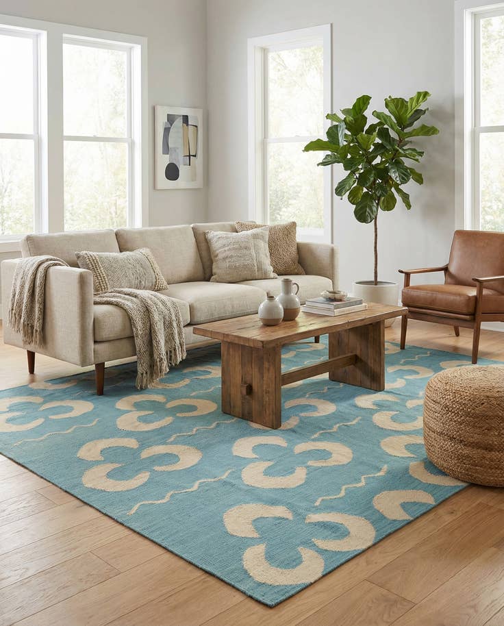 Detail image of 5' x 6' 5 Hand Woven Kilim Modern Wool Rug