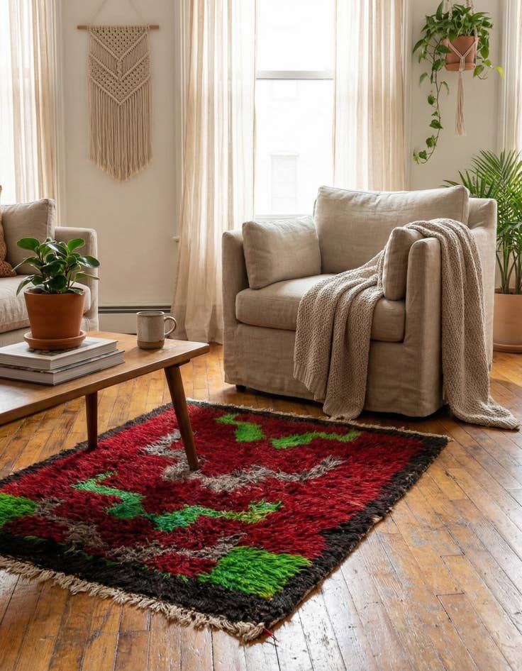 Detail image of  2' 10 x 4' 1  Hand Knotted Moroccan Wool Rug