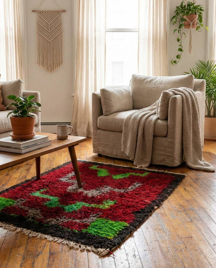 Detail image of 2' 10 x 4' 1 Hand Knotted Moroccan Wool Rug