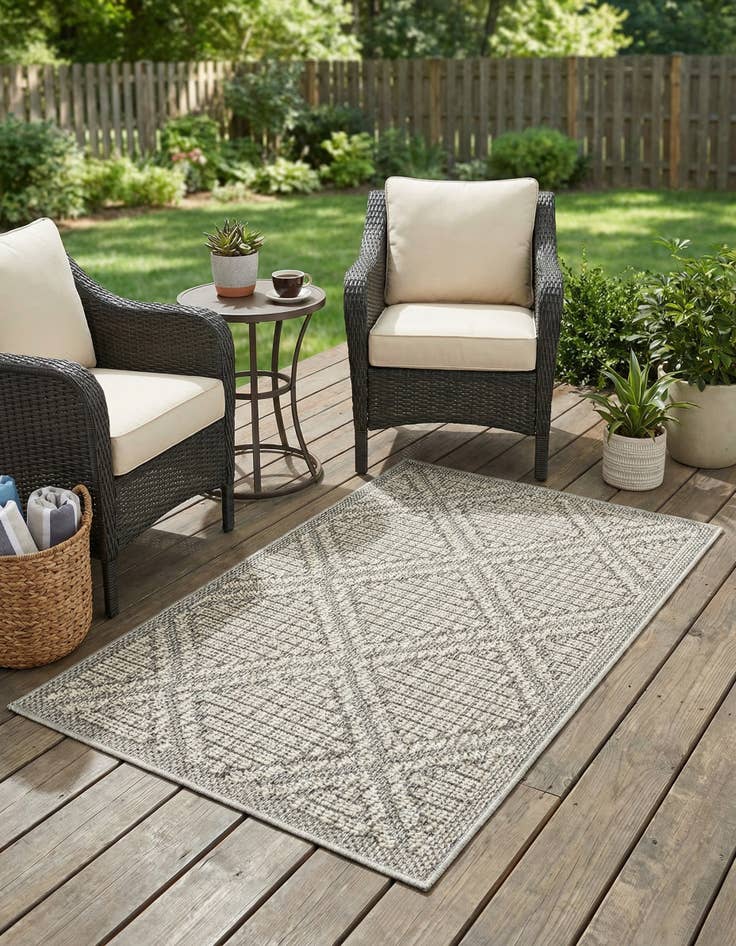 Detail image of  2' x 3' 1  Washable Lattice Indoor / Outdoor Rug