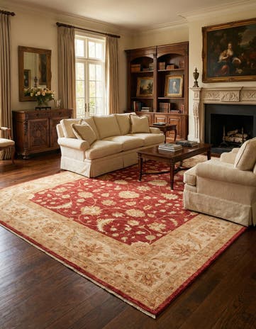 8' 3 x 9' 8 Hand Knotted Peshawar Ziegler Rug