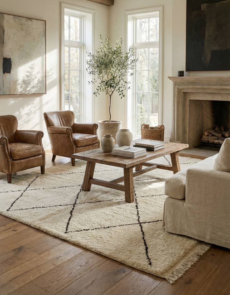 Detail image of  6' 4 x 9' 9  Hand Knotted Moroccan Wool Rug