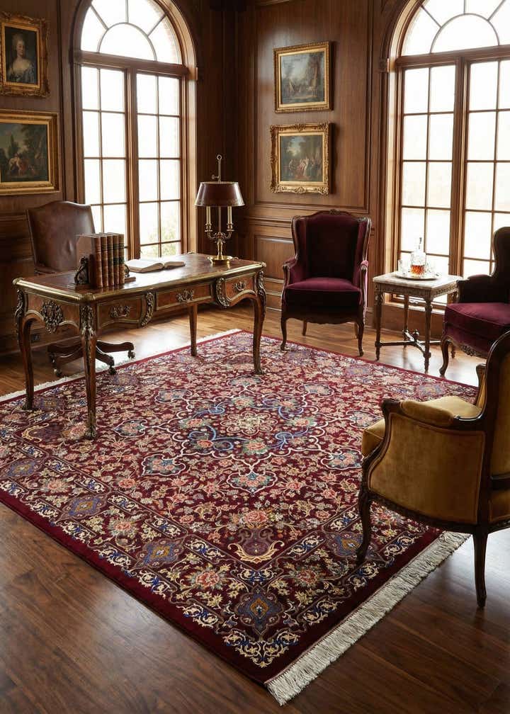 6' 7 x 6' 9 Ghom Silk Square Rug