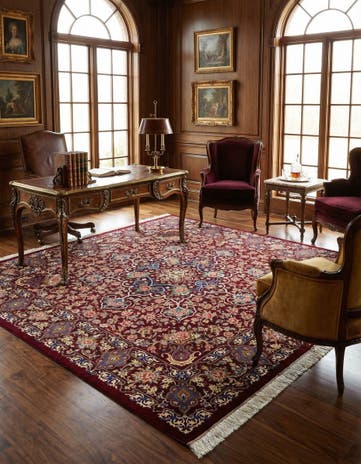 6' 7 x 6' 9 Ghom Silk Square Rug